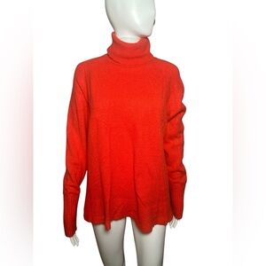 J.Crew Red Sweater Alpaca Wool Blend Turtleneck Stretch S Oversized